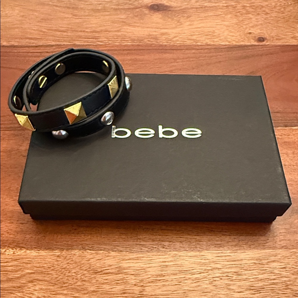 Bebe Black Bracelet with Gold and Silver Accents